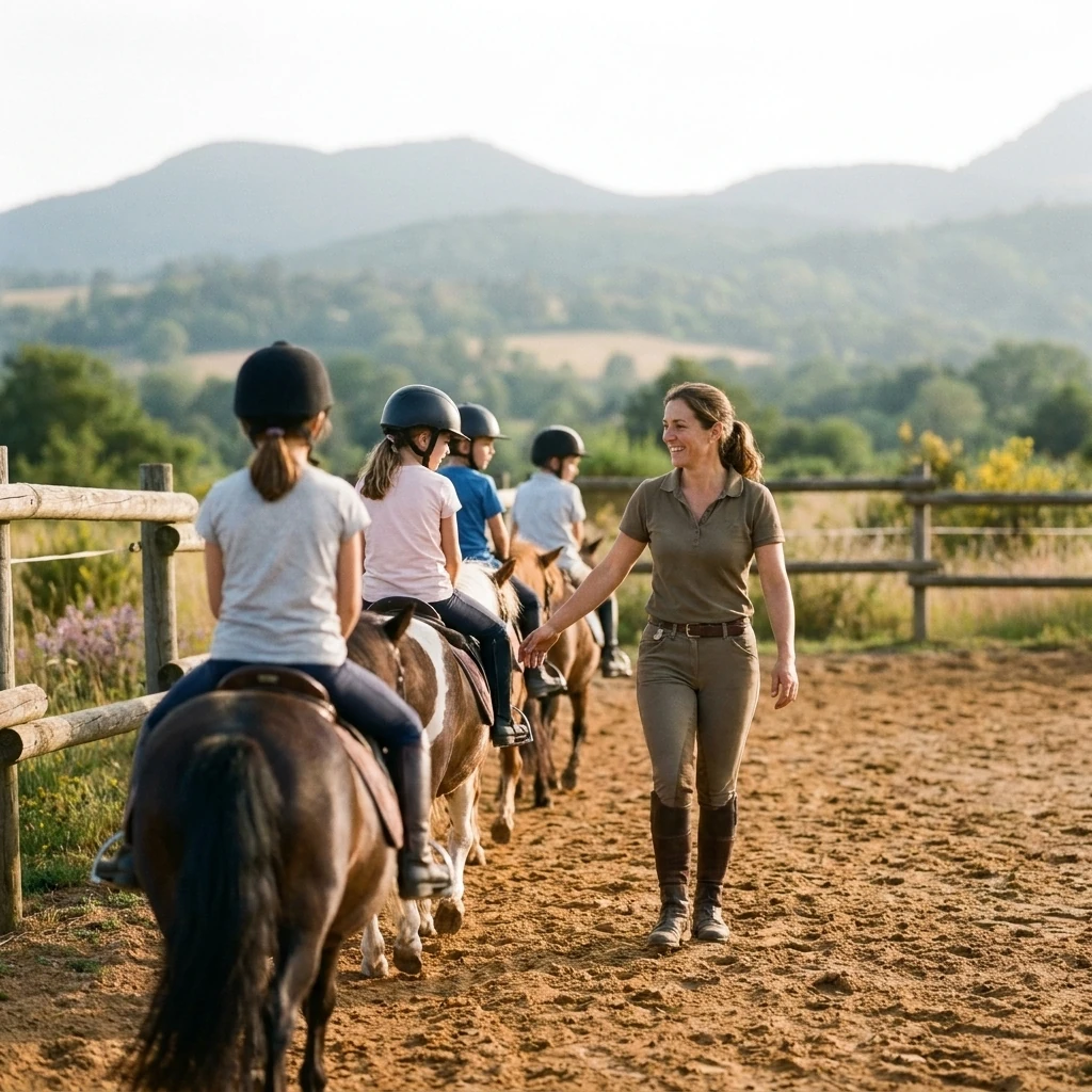 Cours de poney à Villebret, Allier