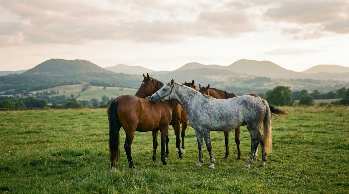 Les chevaux du Centre Equestre Jéléna en liberté, Allier